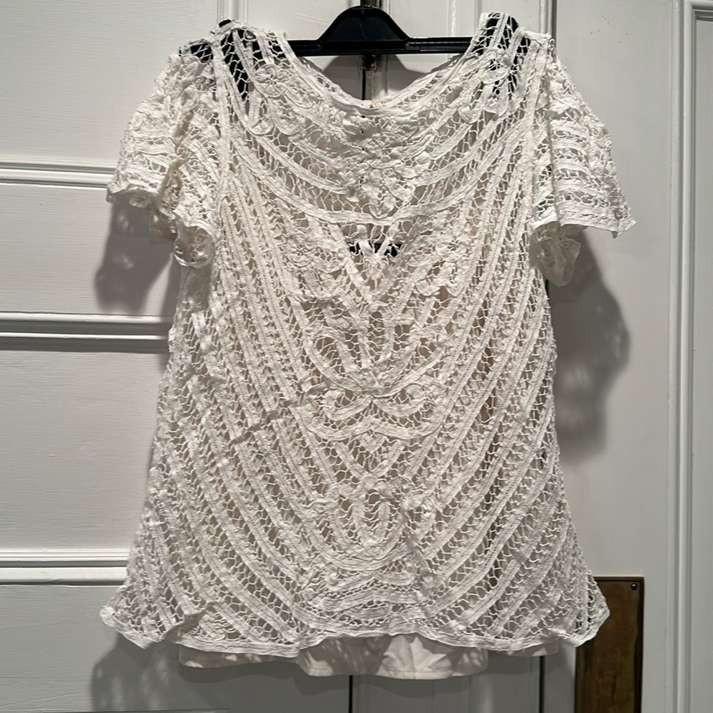 Lauren lace top with separate cami lining, White/Ivory, 12